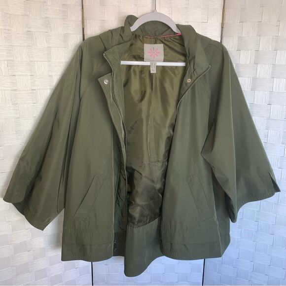 Isaac Mizrahi Womens SOHO ZipFront Water Resistant Jacket Green Size Large - Picture 8 of 14